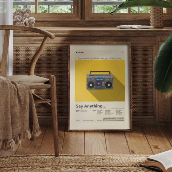 Mid-century modern poster of Say Anything... movie artwork