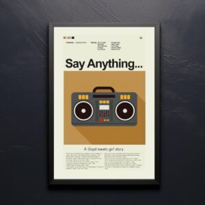 Mid-century modern style poster of Say Anything... movie scene