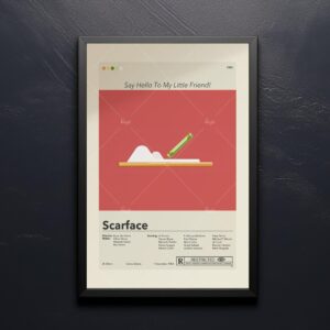 Mid-century modern Scarface movie poster with bold retro design