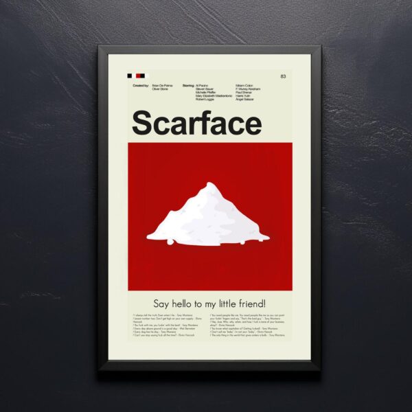 Mid-century modern Scarface movie poster with minimalist design