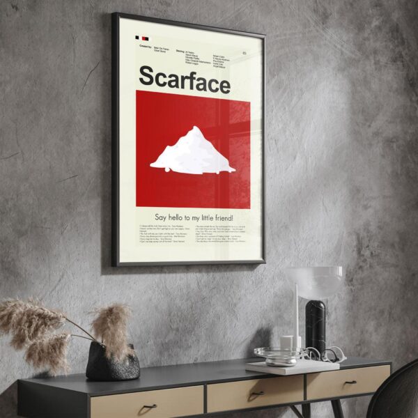 Mid-century modern Scarface movie poster with minimalist design