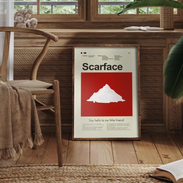 Mid-century modern Scarface movie poster with minimalist design