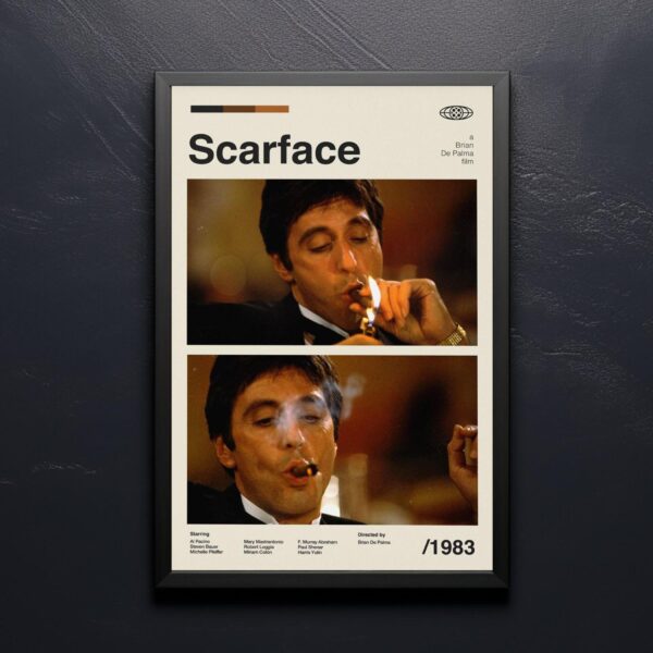 Scarface movie poster, mid-century poster design, vintage print