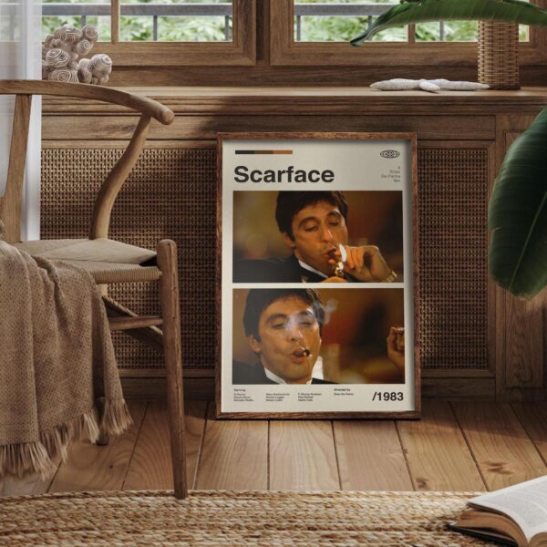 Scarface movie poster, mid-century poster design, vintage print