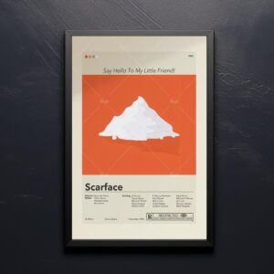 Scarface movie poster in vintage mid-century modern style