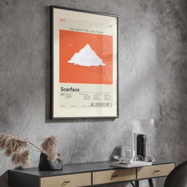 Scarface movie poster in vintage mid-century modern style