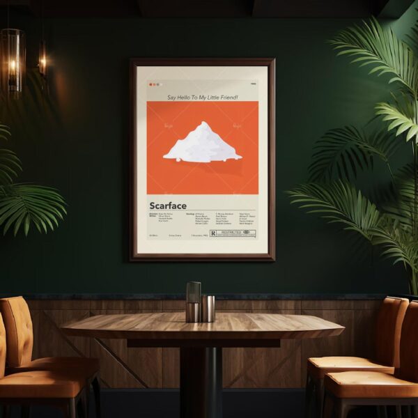 Scarface movie poster in vintage mid-century modern style