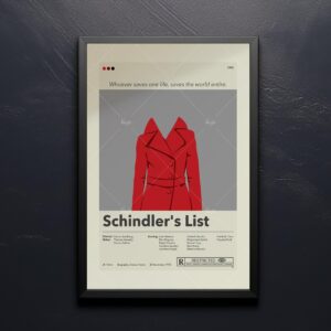 Mid-century modern Schindler's List movie poster wall art