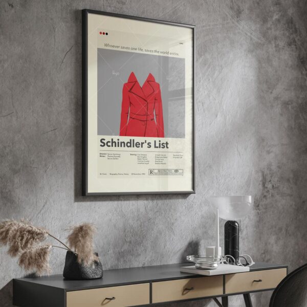 Mid-century modern Schindler's List movie poster wall art