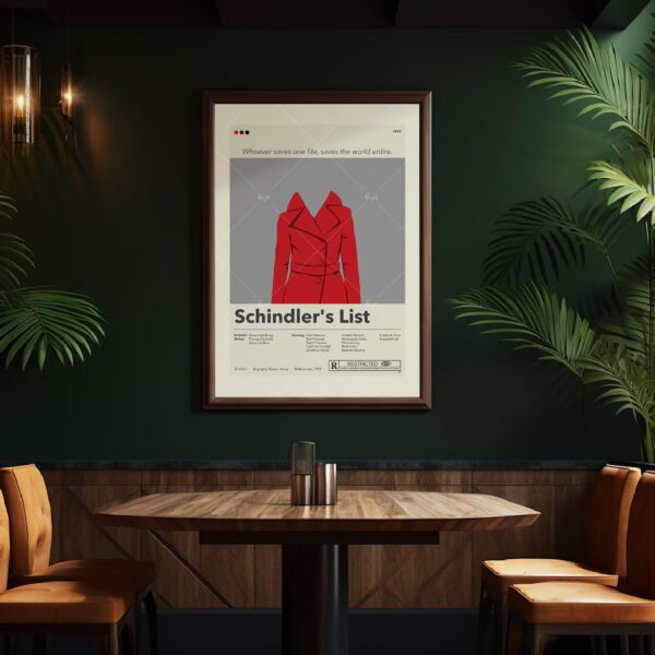 Mid-century modern Schindler's List movie poster wall art