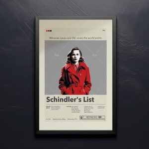 Mid-century modern style Schindler's List movie poster wall art