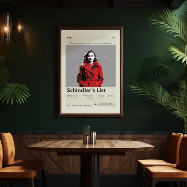 Mid-century modern style Schindler's List movie poster wall art