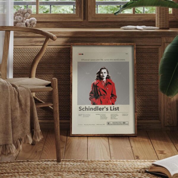 Mid-century modern style Schindler's List movie poster wall art