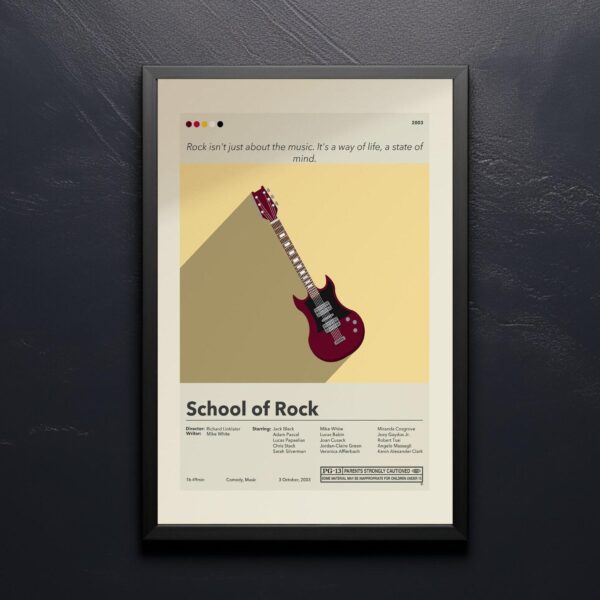 Mid-century modern graphic design School of Rock movie poster