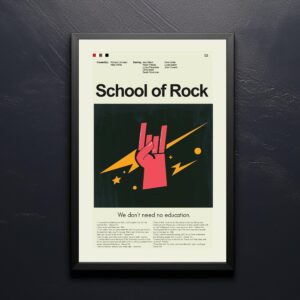 Vintage mid-century modern School of Rock movie poster artwork