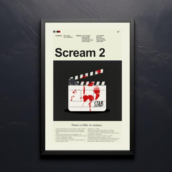 Mid-century modern style Scream 2 movie poster from mid 20th century