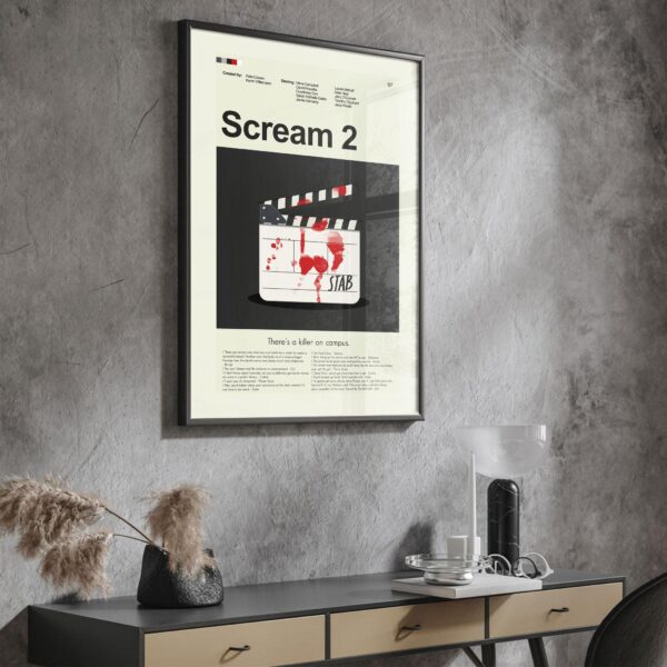 Mid-century modern style Scream 2 movie poster from mid 20th century