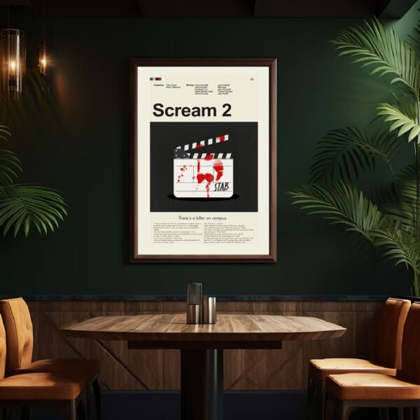 Mid-century modern style Scream 2 movie poster from mid 20th century
