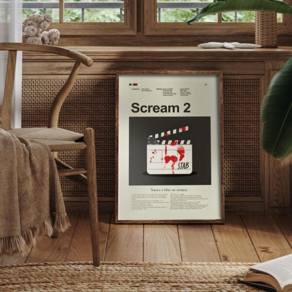 Mid-century modern style Scream 2 movie poster from mid 20th century