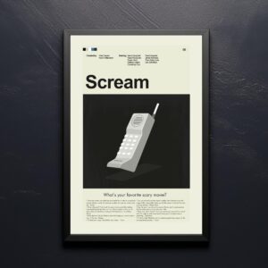 Mid-century modern Scream movie poster wall art with vintage design