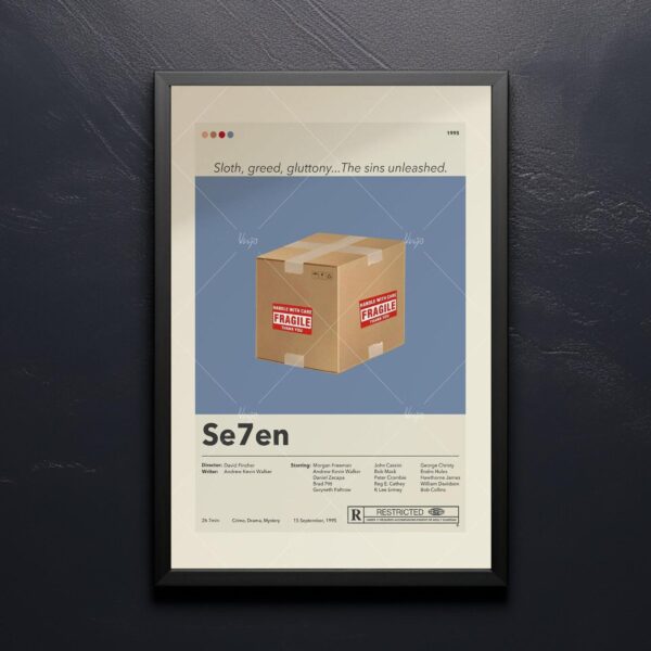 Se7en movie poster with minimalist mid-century modern design