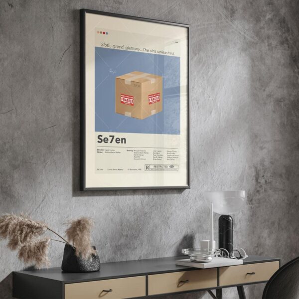 Se7en movie poster with minimalist mid-century modern design