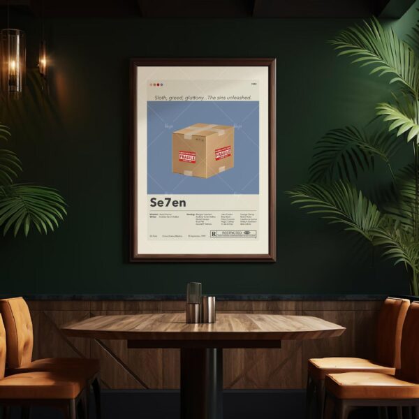 Se7en movie poster with minimalist mid-century modern design