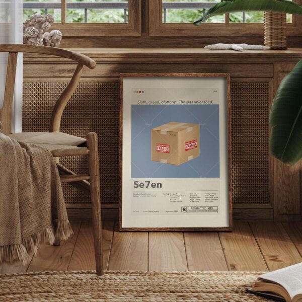 Se7en movie poster with minimalist mid-century modern design
