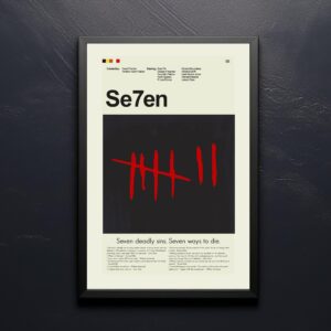 Se7en movie poster in mid-century modern style with bold typography