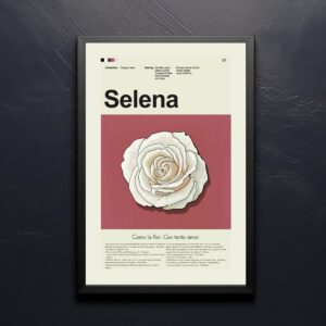 Mid-century modern Selena movie poster with vintage design elements