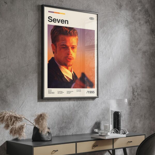 Mid-century modern poster featuring furniture from the Seven Movie
