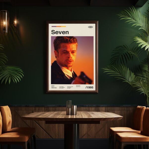 Mid-century modern poster featuring furniture from the Seven Movie
