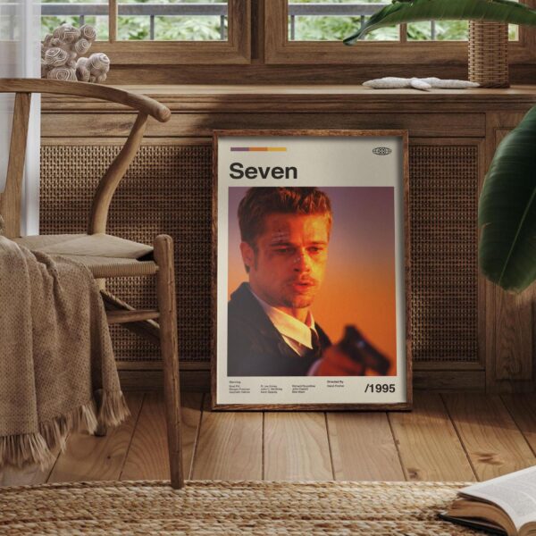 Mid-century modern poster featuring furniture from the Seven Movie