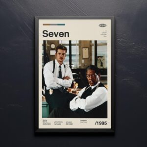 Mid-century poster featuring Seven movie graphic design