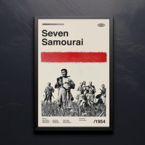 Mid-century modern vintage Seven Samurai movie poster art