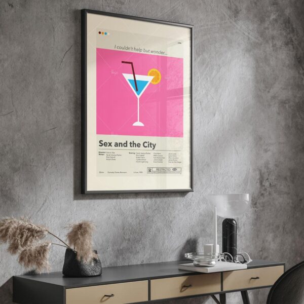Sex and the City movie poster with 20th Century Studios logo, mid-century modern style