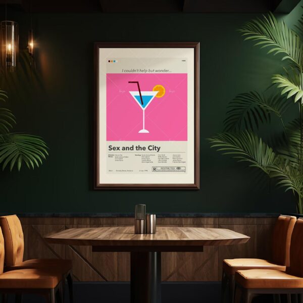 Sex and the City movie poster with 20th Century Studios logo, mid-century modern style