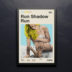 Mid-century modern Shadow Run movie poster with vintage design elements