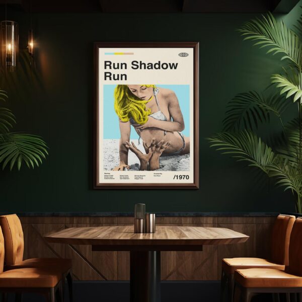 Mid-century modern Shadow Run movie poster with vintage design elements