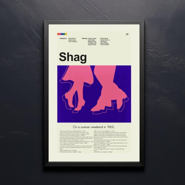 Vintage mid-century modern movie poster for the film Shag