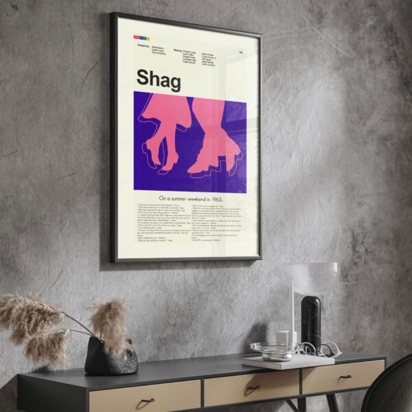 Vintage mid-century modern movie poster for the film Shag