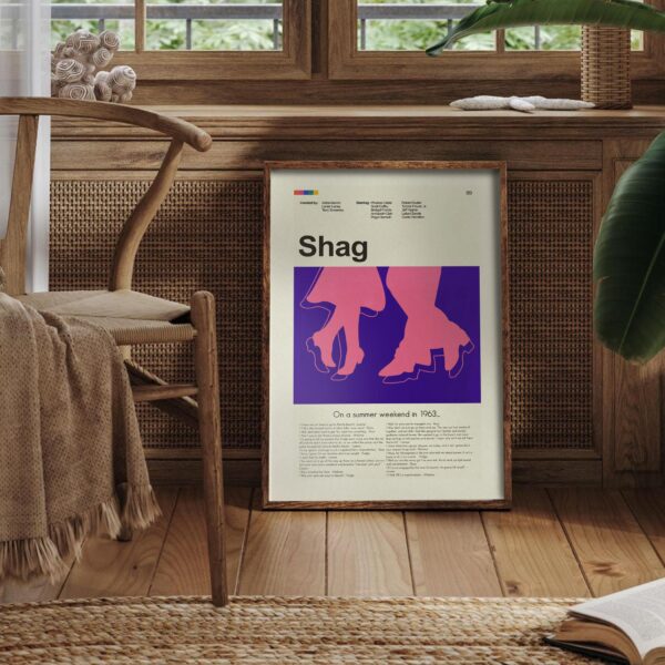 Vintage mid-century modern movie poster for the film Shag