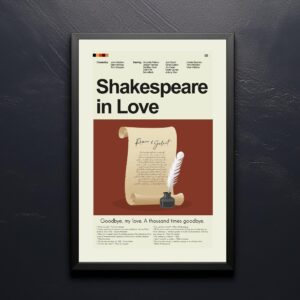 Mid-century modern Shakespeare in Love movie poster, 20th century design