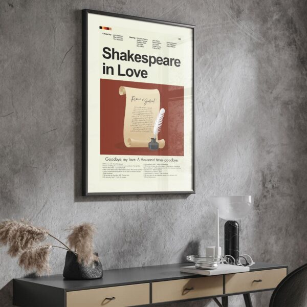 Mid-century modern Shakespeare in Love movie poster, 20th century design