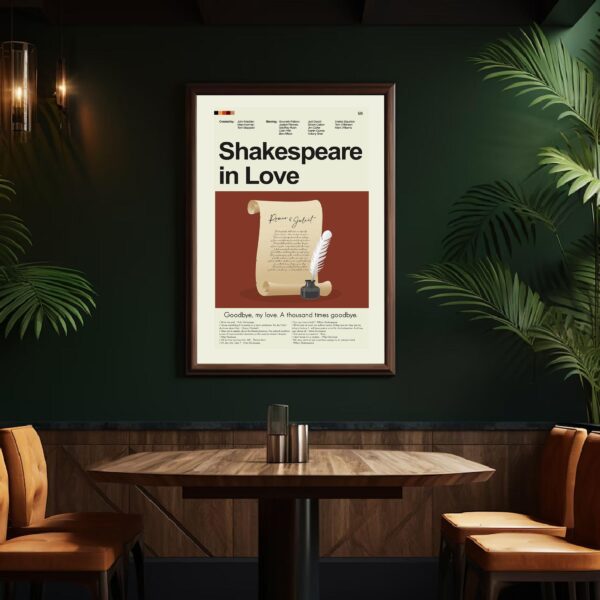 Mid-century modern Shakespeare in Love movie poster, 20th century design