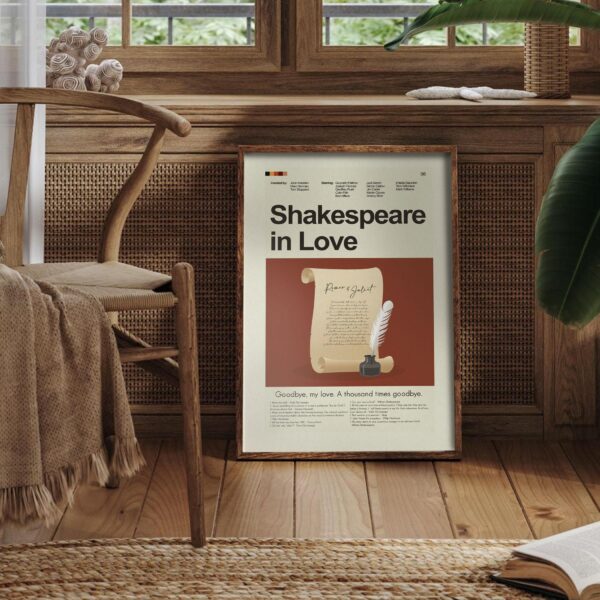 Mid-century modern Shakespeare in Love movie poster, 20th century design
