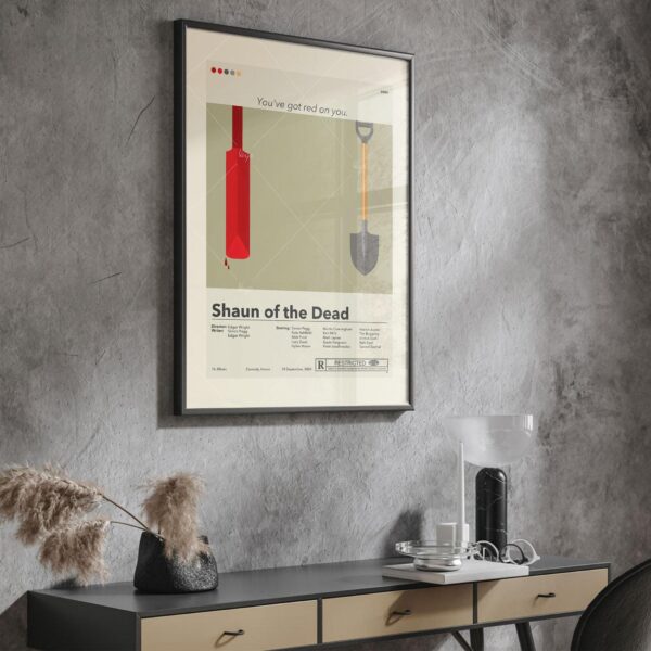 Vintage mid-century modern Shaun of the Dead movie poster design