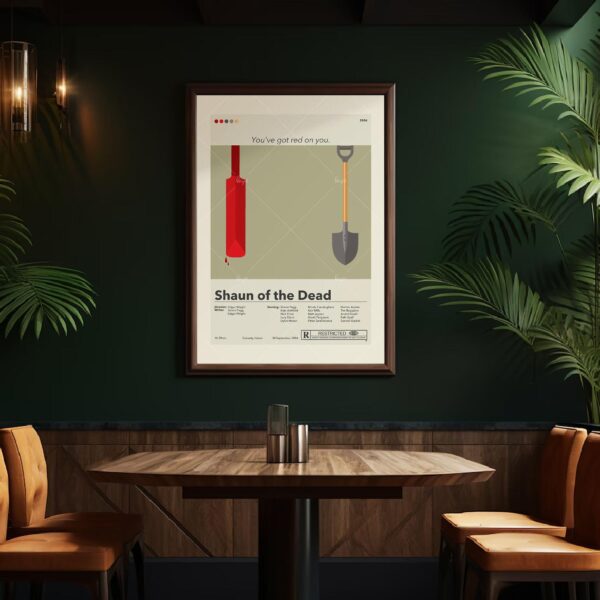 Vintage mid-century modern Shaun of the Dead movie poster design