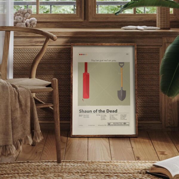 Vintage mid-century modern Shaun of the Dead movie poster design