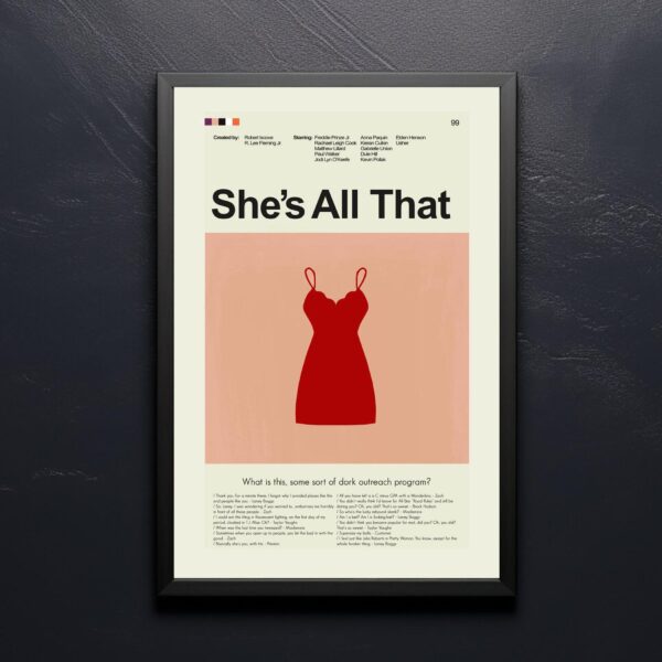She's All That movie poster in mid-century modern 20th century design style